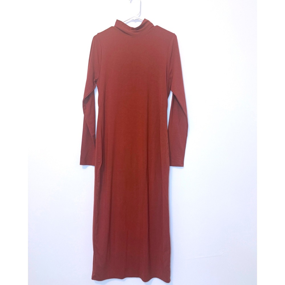 Good American Sundown Rust Orange Long Sleeve Maxi Bodycon Dress Size 5
